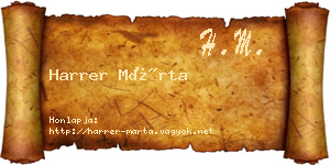 Harrer Márta névjegykártya